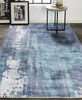 8' X 10' Blue And Ivory Abstract Hand Woven Area Rug