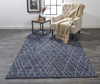 10' X 13' Blue And Ivory Abstract Hand Woven Area Rug