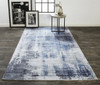 8' X 10' Blue Gray And Ivory Abstract Hand Woven Area Rug