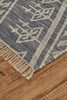 10' X 14' Gray Ivory And Blue Wool Geometric Dhurrie Flatweave Handmade Area Rug With Fringe