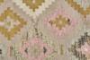 9' X 12' Pink Gold And Taupe Wool Geometric Dhurrie Flatweave Handmade Area Rug With Fringe