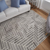 5' X 8' Taupe Gray And Tan Wool Geometric Tufted Handmade Area Rug