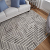 8' X 10' Taupe Gray And Tan Wool Geometric Tufted Handmade Area Rug