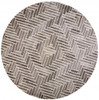 8' Taupe Gray And Tan Round Wool Geometric Tufted Handmade Area Rug