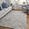 4' X 6' Taupe Gray And Ivory Wool Geometric Tufted Handmade Area Rug