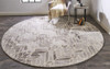 8' Taupe Gray And Ivory Round Wool Geometric Tufted Handmade Area Rug