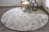 8' Gray Ivory And Taupe Round Wool Abstract Tufted Handmade Area Rug