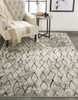 8' X 11' Ivory Gray And Taupe Abstract Stain Resistant Area Rug