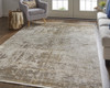 10' X 13' Taupe Ivory And Gold Abstract Area Rug With Fringe