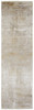 3' X 10' Taupe Ivory And Gold Abstract Runner Rug With Fringe