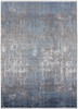 8' X 11' Blue Gray And Silver Abstract Power Loom Distressed Area Rug With Fringe