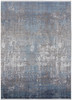 10' X 13' Blue Gray And Silver Abstract Power Loom Distressed Area Rug With Fringe