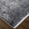 8' X 11' Gray Black And Silver Abstract Power Loom Distressed Area Rug With Fringe