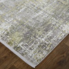 3' X 5' Green Gray And Ivory Abstract Power Loom Distressed Area Rug With Fringe