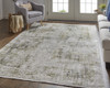 5' X 8' Green Gray And Ivory Abstract Area Rug With Fringe