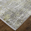 8' X 11' Green Gray And Ivory Abstract Area Rug With Fringe