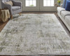 Green Gray And Ivory Abstract Power Loom Distressed Area Rug