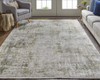 2' X 3' Green Gray And Ivory Abstract Area Rug With Fringe