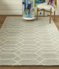 9' X 12' Blue And Ivory Wool Geometric Tufted Handmade Stain Resistant Area Rug