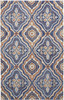 8' X 10' Blue Orange And Ivory Wool Floral Tufted Handmade Stain Resistant Area Rug