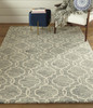 8' X 10' Blue Gray And Ivory Wool Geometric Tufted Handmade Stain Resistant Area Rug