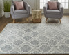 9' X 12' Blue Gray And Ivory Wool Geometric Tufted Handmade Stain Resistant Area Rug