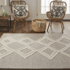 9' X 12' Gray And Ivory Wool Geometric Tufted Handmade Stain Resistant Area Rug