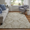 8' X 10' Tan And Ivory Wool Paisley Tufted Handmade Stain Resistant Area Rug