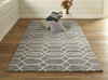 8' X 10' Gray Black And Ivory Wool Geometric Tufted Handmade Stain Resistant Area Rug