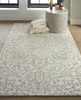 9' X 12' Ivory And Gray Wool Floral Tufted Handmade Stain Resistant Area Rug