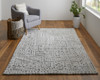 5' X 8' Gray And Silver Geometric Stain Resistant Area Rug
