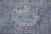 8' Blue Gray And Gold Floral Stain Resistant Runner Rug