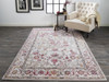 10' X 13' Ivory Pink And Gray Floral Stain Resistant Area Rug