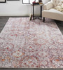 10' X 13' Pink Ivory And Gray Abstract Stain Resistant Area Rug