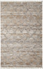 5' X 8' Tan Gray And Ivory Geometric Hand Woven Stain Resistant Area Rug With Fringe