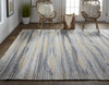 8' X 10' Gray Tan And Silver Abstract Hand Woven Stain Resistant Area Rug With Fringe