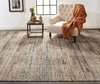 10' X 13' Ivory Gray And Black Abstract Distressed Area Rug With Fringe