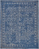 10' X 14' Blue And Silver Wool Floral Tufted Handmade Distressed Area Rug