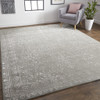 9' X 12' Gray Taupe And Silver Wool Floral Tufted Handmade Distressed Area Rug