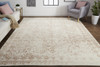 9' X 12' Ivory Tan And Pink Wool Floral Tufted Handmade Distressed Area Rug