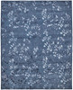 5' X 8' Blue Wool Floral Tufted Handmade Area Rug
