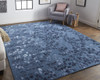 10' X 14' Blue Wool Floral Tufted Handmade Area Rug