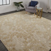 5' X 8' Ivory Tan And Gold Wool Floral Tufted Handmade Area Rug