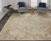 8' X 10' Ivory Tan And Gold Wool Floral Tufted Handmade Area Rug
