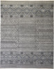 9' X 12' Gray Ivory And Blue Geometric Hand Knotted Area Rug
