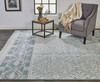 5' X 8' Ivory Blue And Gray Geometric Hand Knotted Area Rug