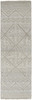 10' Ivory Tan And Gray Geometric Hand Knotted Runner Rug