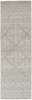8' Ivory Tan And Gray Geometric Hand Knotted Runner Rug