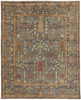 5' X 8' Gray Gold And Red Wool Floral Hand Knotted Stain Resistant Area Rug With Fringe