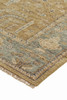 5' X 8' Gold Blue And Gray Wool Floral Hand Knotted Stain Resistant Area Rug With Fringe